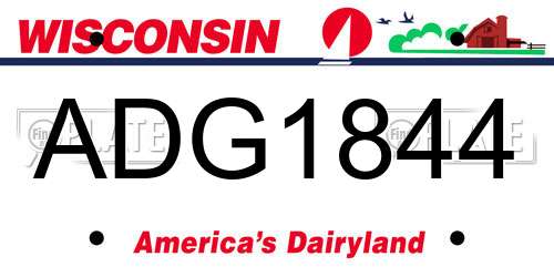ADG1844 Wisconsin License Plate