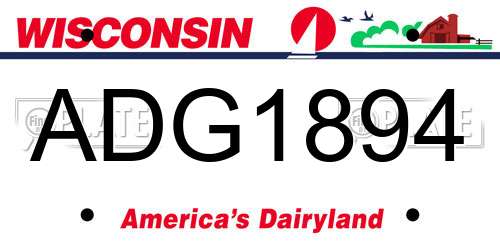 ADG1894 Wisconsin License Plate