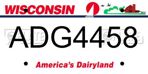 ADG4458 Wisconsin License Plate