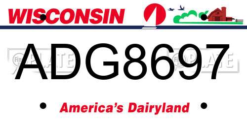 ADG8697 Wisconsin License Plate