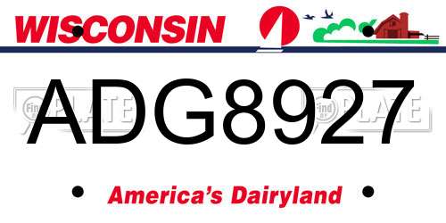 ADG8927 Wisconsin License Plate