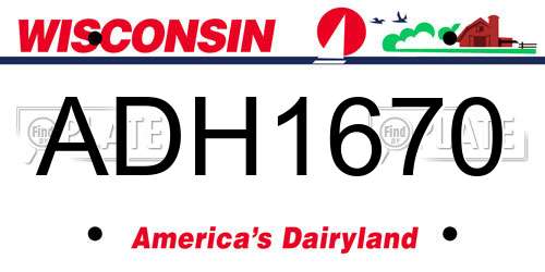 ADH1670 Wisconsin License Plate