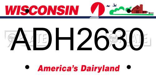 ADH2630 Wisconsin License Plate