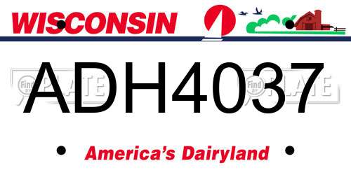 ADH4037 Wisconsin License Plate