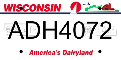 ADH4072 Wisconsin License Plate