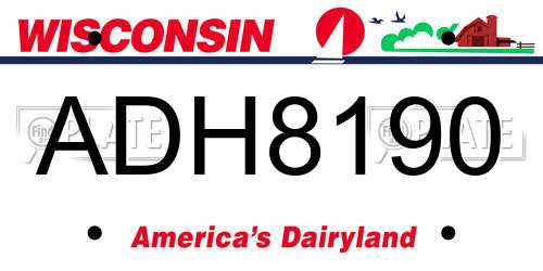 ADH8190 Wisconsin License Plate