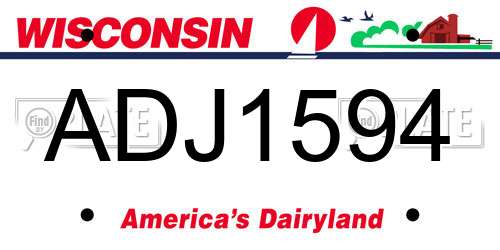 ADJ1594 Wisconsin License Plate