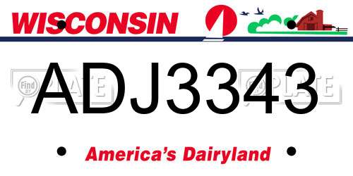 ADJ3343 Wisconsin License Plate