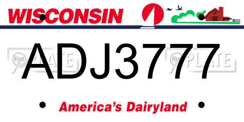 ADJ3777 Wisconsin License Plate