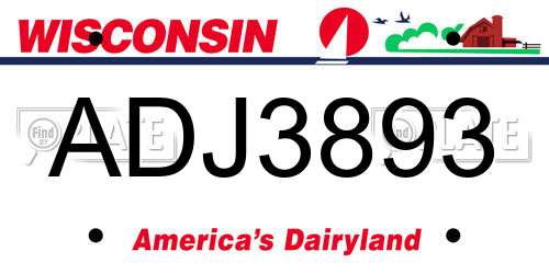 ADJ3893 Wisconsin License Plate