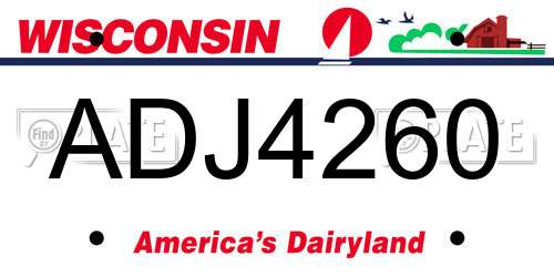 ADJ4260 Wisconsin License Plate