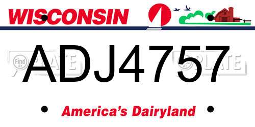 ADJ4757 Wisconsin License Plate