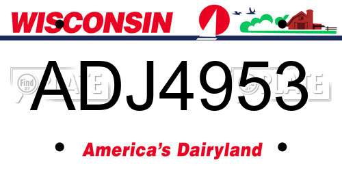 ADJ4953 Wisconsin License Plate