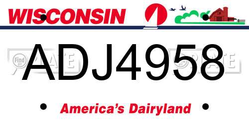 ADJ4958 Wisconsin License Plate