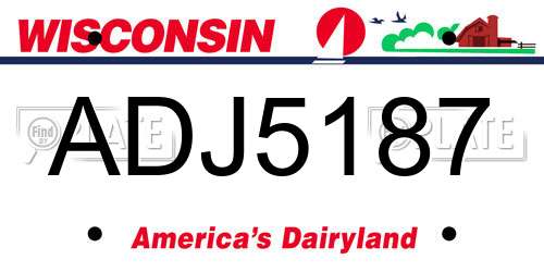 ADJ5187 Wisconsin License Plate