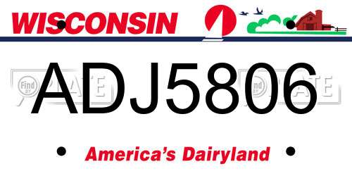ADJ5806 Wisconsin License Plate