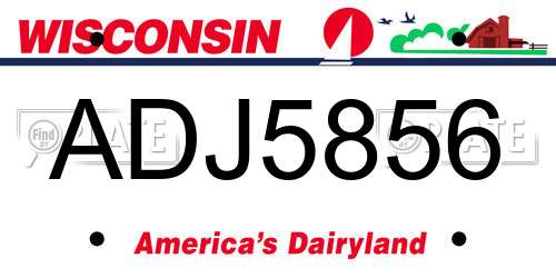 ADJ5856 Wisconsin License Plate