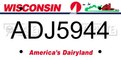 ADJ5944 Wisconsin License Plate