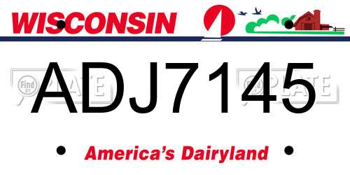 ADJ7145 Wisconsin License Plate