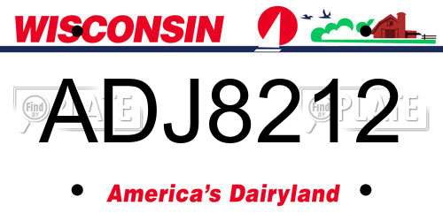 ADJ8212 Wisconsin License Plate