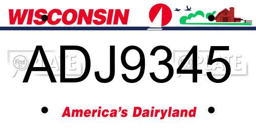 ADJ9345 Wisconsin License Plate