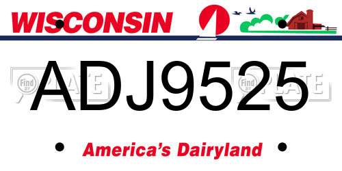 ADJ9525 Wisconsin License Plate