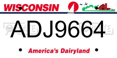 ADJ9664 Wisconsin License Plate