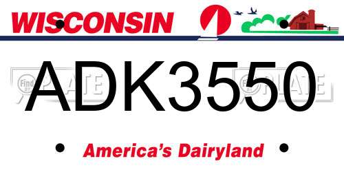 ADK3550 Wisconsin License Plate