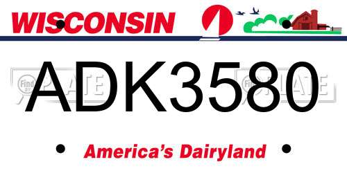 ADK3580 Wisconsin License Plate