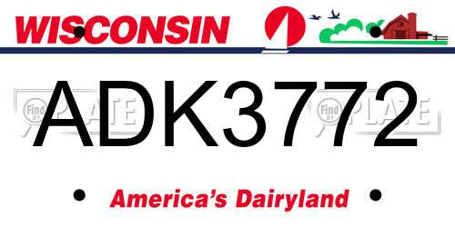 ADK3772 Wisconsin License Plate