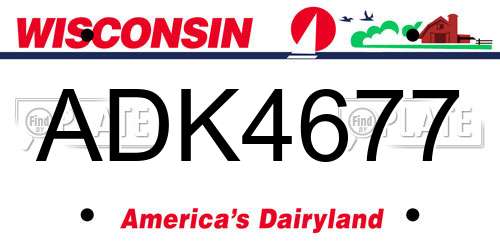 ADK4677 Wisconsin License Plate