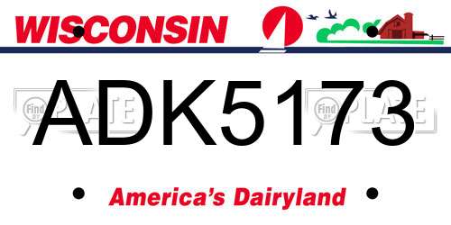 ADK5173 Wisconsin License Plate
