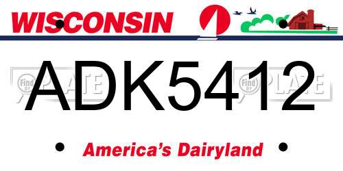 ADK5412 Wisconsin License Plate