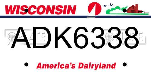 ADK6338 Wisconsin License Plate