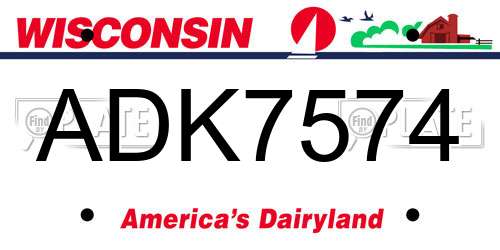ADK7574 Wisconsin License Plate