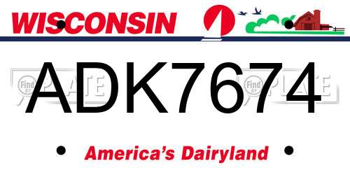 ADK7674 Wisconsin License Plate