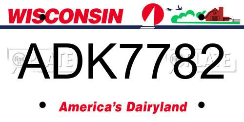 ADK7782 Wisconsin License Plate