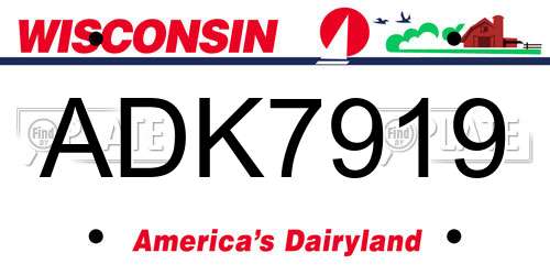 ADK7919 Wisconsin License Plate