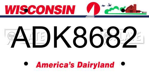 ADK8682 Wisconsin License Plate