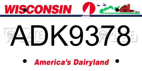 ADK9378 Wisconsin License Plate