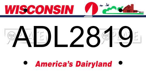 ADL2819 Wisconsin License Plate