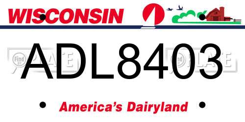 ADL8403 Wisconsin License Plate