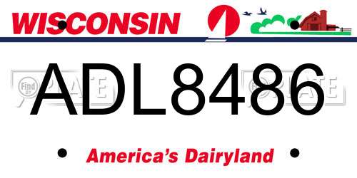 ADL8486 Wisconsin License Plate