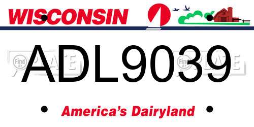 ADL9039 Wisconsin License Plate
