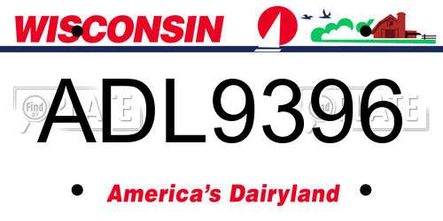 ADL9396 Wisconsin License Plate