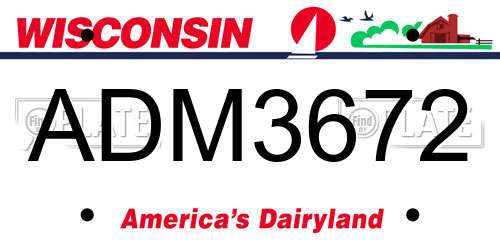 ADM3672 Wisconsin License Plate