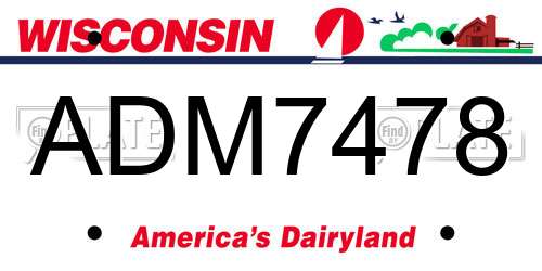 ADM7478 Wisconsin License Plate