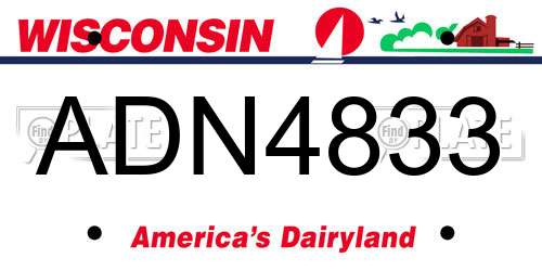 ADN4833 Wisconsin License Plate