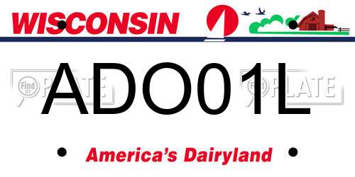 ADO01L Wisconsin License Plate