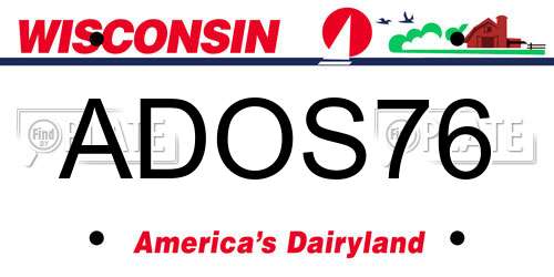 ADOS76 Wisconsin License Plate
